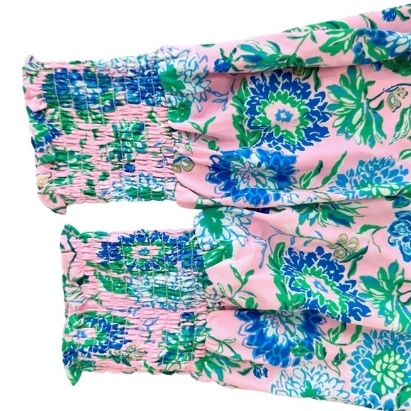 Lilly Pulitzer Cristiana floral long-sleeve dress Conch Shell Pink Rumor Has It - Picture 8 of 16